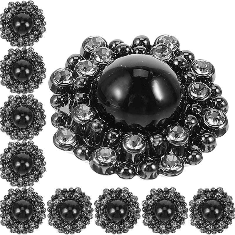 Cabilock 10pcs Black Alloy Decorative Buttons 20mm Round Beads for Sewing DIY Crafts - Image 1